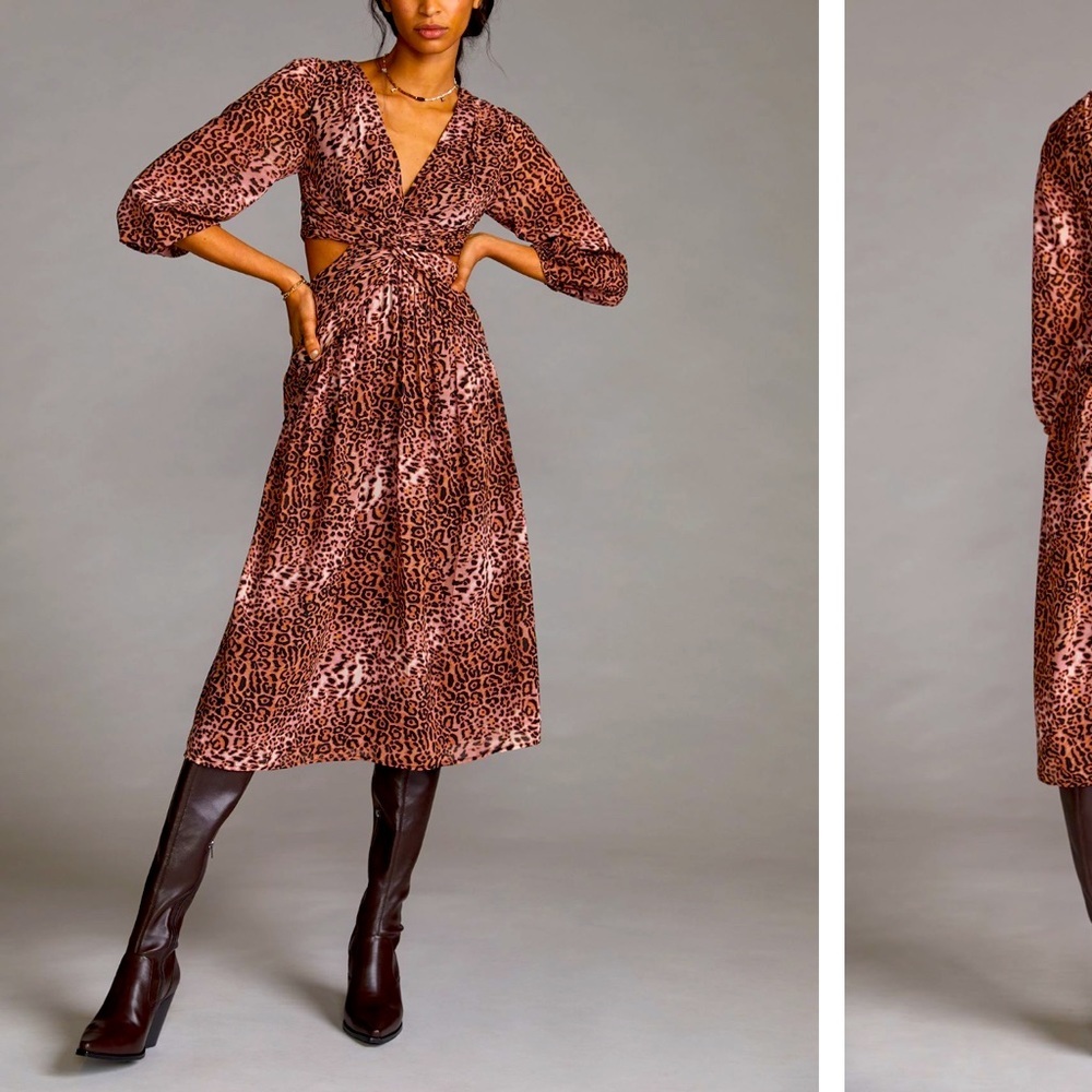 Anthropologie Floral Cut-Out Midi Dress by Ranna Gill